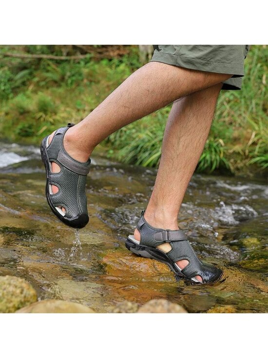 Men\'s Dark Grey Closed Toe Athletic Outdoor Waterproof Hiking Sandals Shoes main image 6
